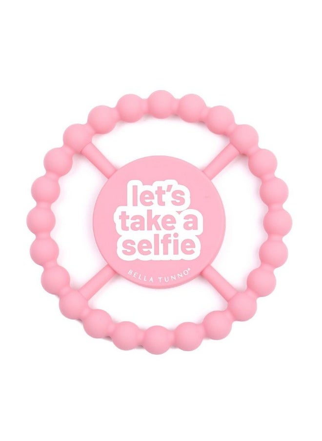 Bella Tunno Happy Teether For Girls- Soft & Easy Grip Baby Girl Teether Toy, Silicone Teether Ring To Help Soothe Gums, Non-Toxic And Bpa Free, Let'S Take A Selfie  - Image 1