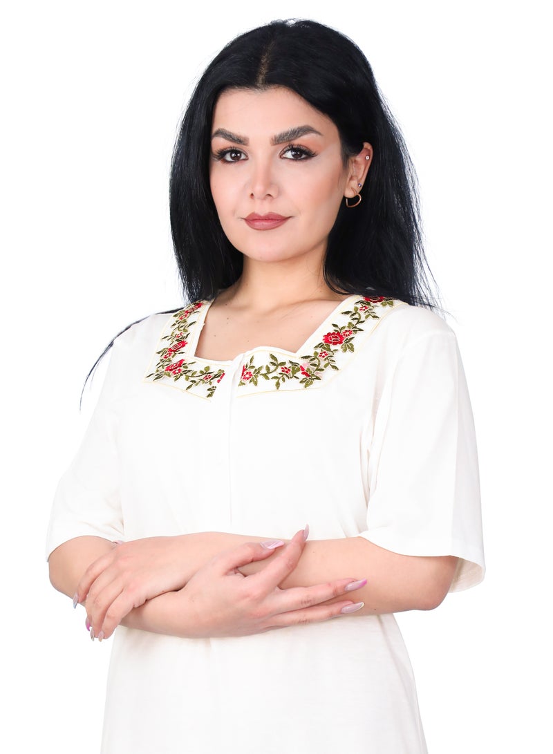 دعدوش  قميص نوم حريمي طويل مميز من دعدوش - تصميم مميز مريح للارتداء في المنزل - قميص مصنوع من الاقمشة العالية الجودة بقصة فضفاضة يكسب جسمك مظهرآ انيقآ ويعزز لك شعورآ بالراحة والاناقة  - Image 2