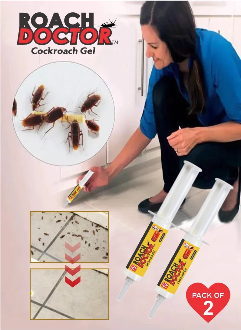 Roach Doctor - Ready-to-Use Roach Gel - Proven Cockroach Killer with Syringe Applicator Pack Of 2 - Image 1