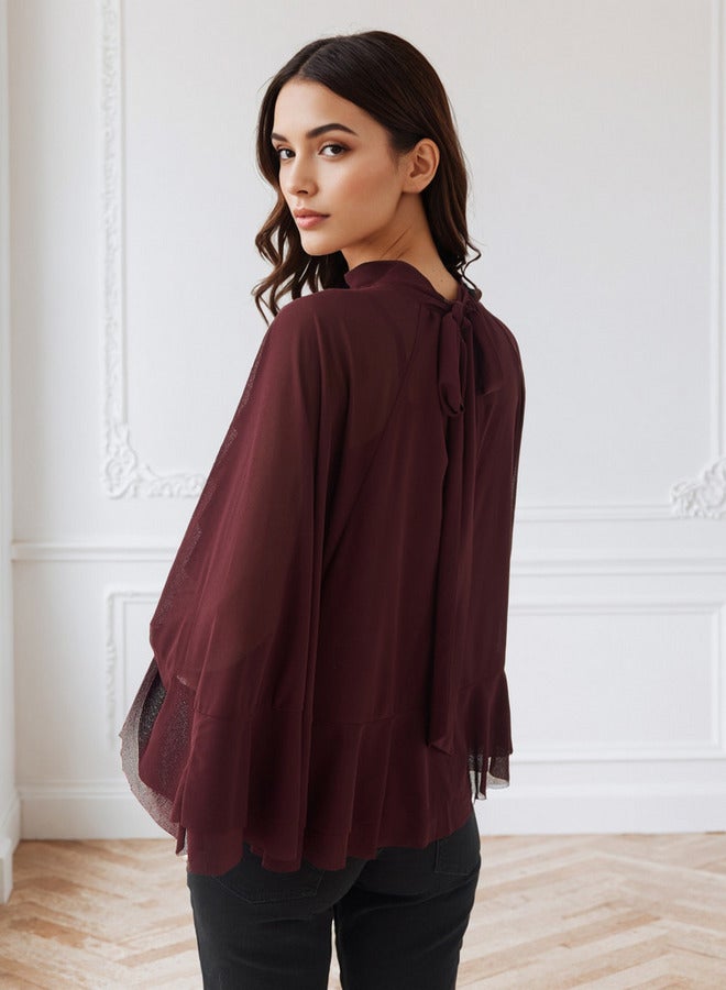 Iconic Ruffle Accent Cape Top - Image 3