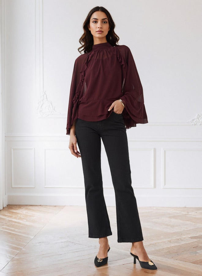 Iconic Ruffle Accent Cape Top - Image 2