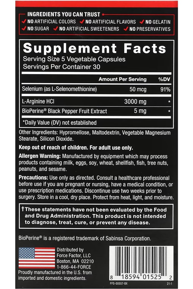 Force Factor vitamin L-Arginine, 3,000 mg, 150 Capsules - Image 4