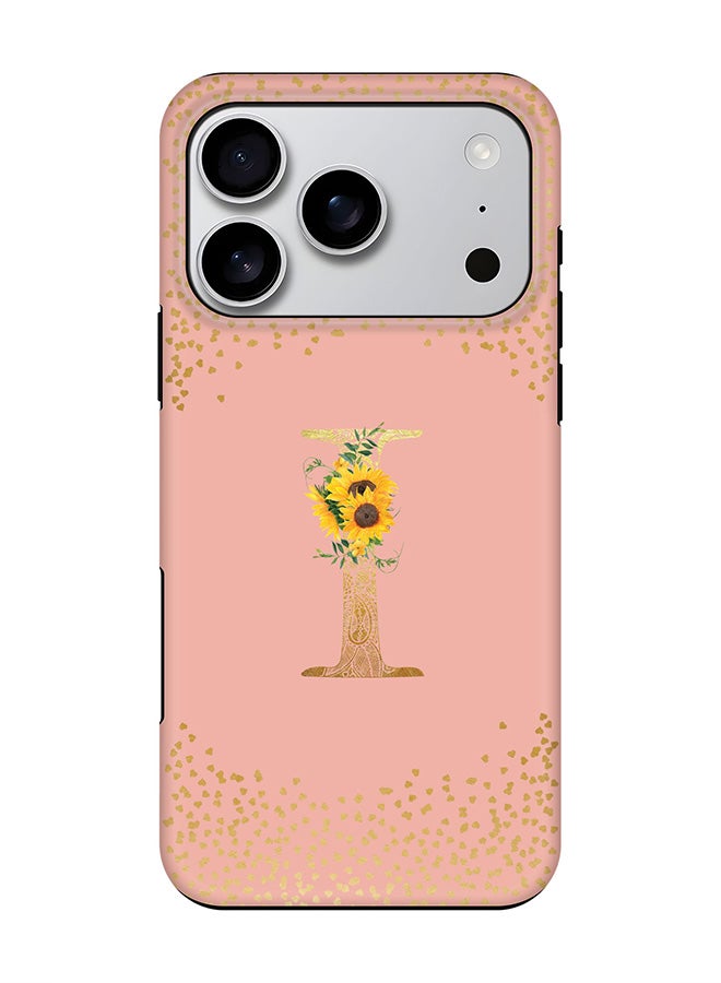 Stylizedd Tough Pro Magnetic Case for iPhone 17 Pro, Dual Layer hybrid PC + TPU Mobile Cover Matte - Custom Floral Monogram - I  (Rose Pink )