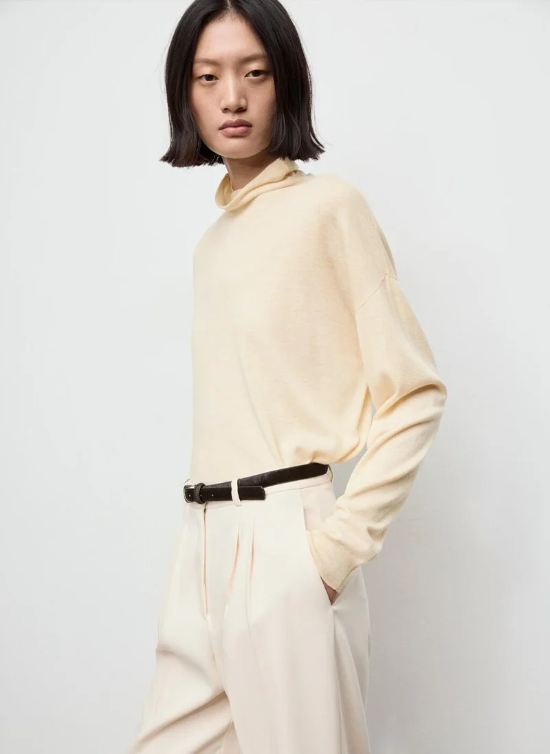 MANGO Cable-knit turtleneck sweater