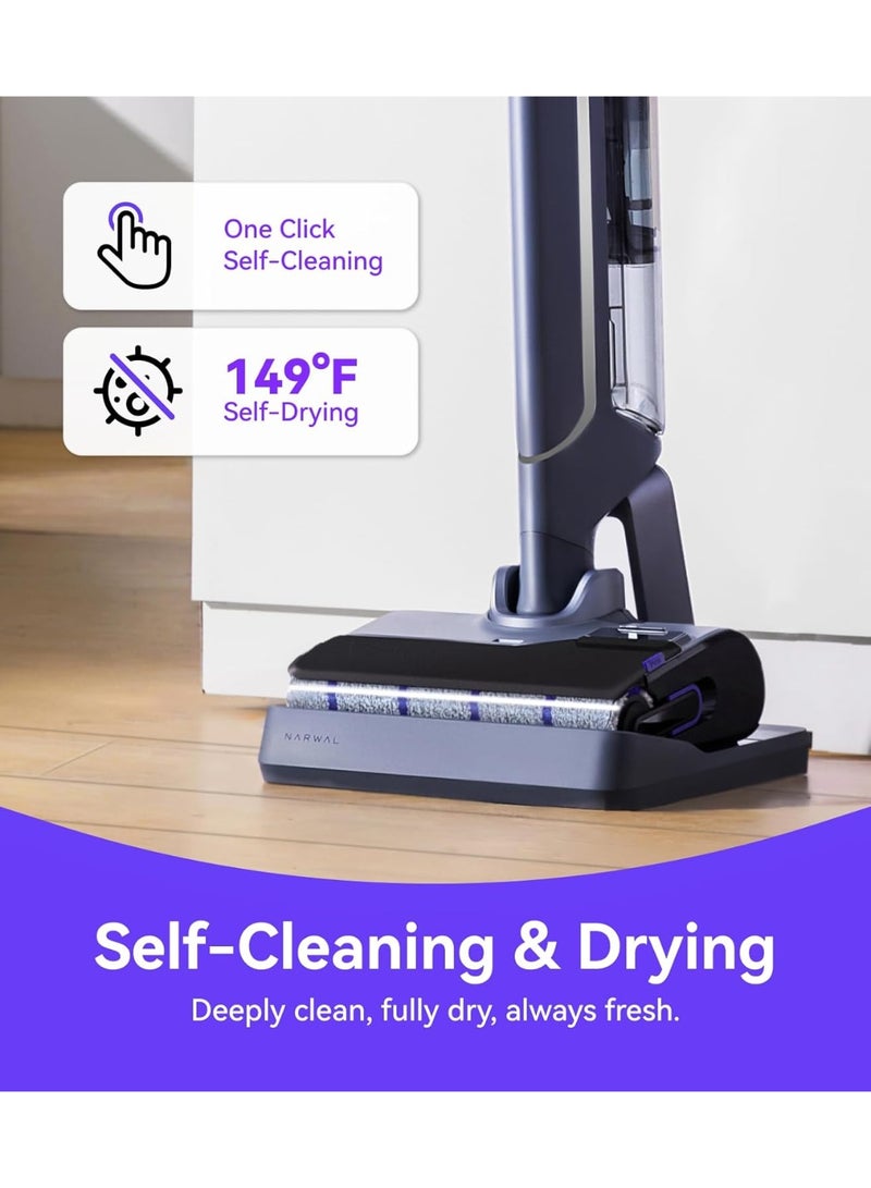 NARWAL مكنسة كهربائية بدون سلك S20 برو مع تنظيف ذاتي، مكنسة رطبة وجافة للأرضيات الصلبة، مثالية للعائلات مع الأطفال والحيوانات الأليفة - Image 3