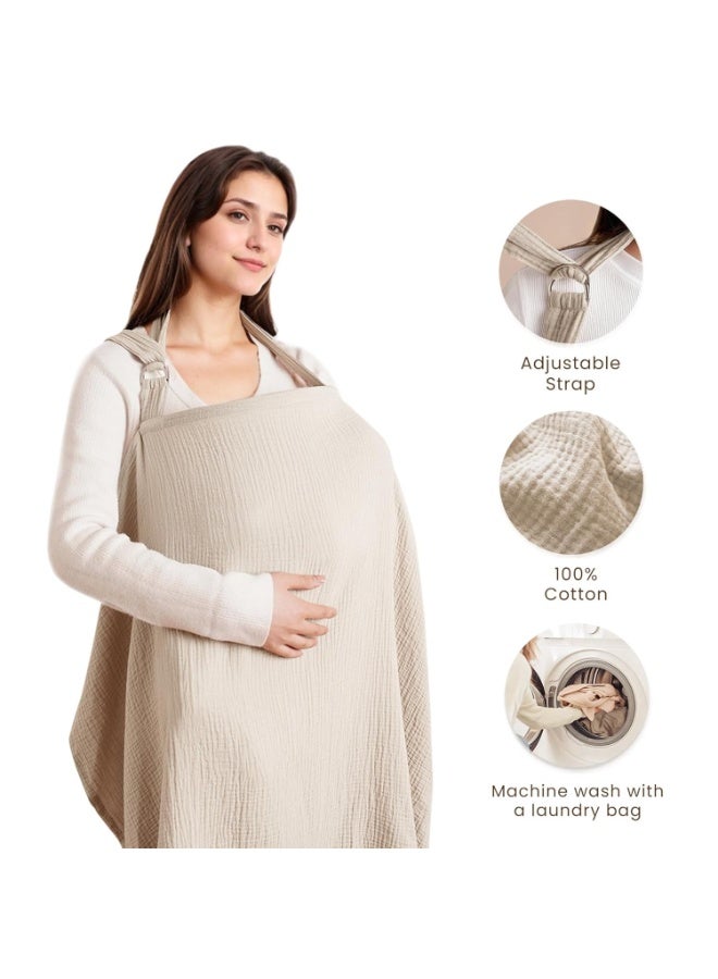 جونيس غطاء رضاعة بخصوصية 360° مع حلق عنق قابل للتعديل – وشاح رضاعة متعدد الاستخدامات خفيف الوزن وفسيح، بنافذة مراقبة الطفل، محمول للاستخدام الخارجي (75x95 سم) - Image 2