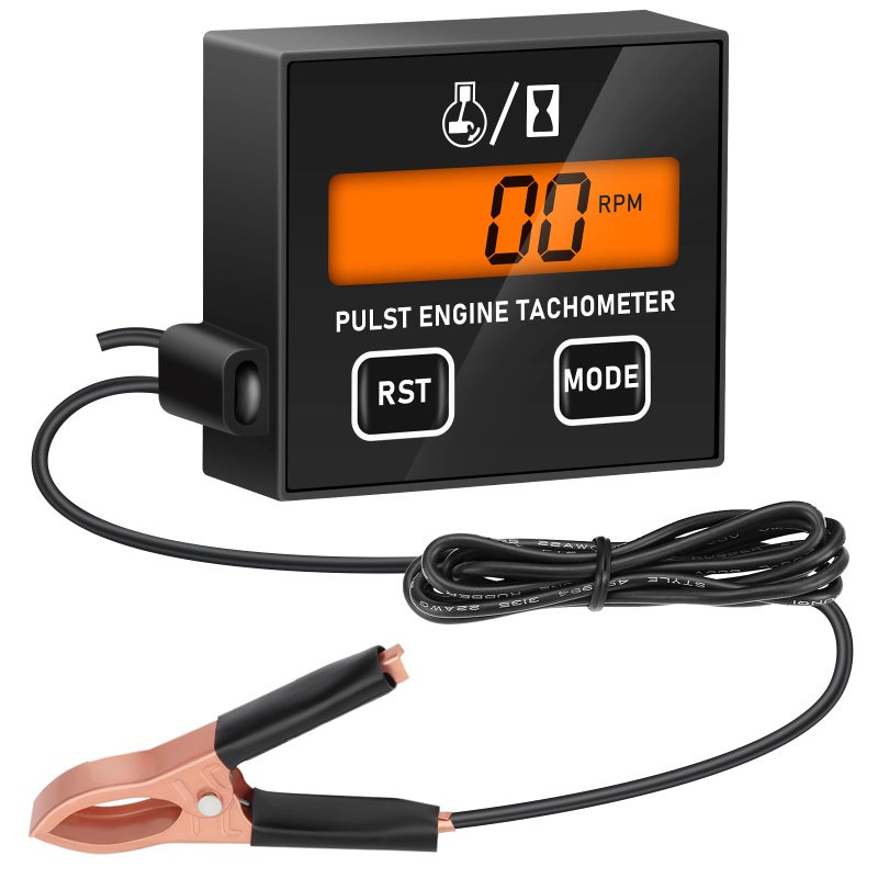 Linkstyle Small Engine Tachometer, Backlight Digital Tachometer Tach Gauge Meter with Clip, Inductive Hour RPM Meter for 2 Stroke 4 Stroke Small Engine - Image 1