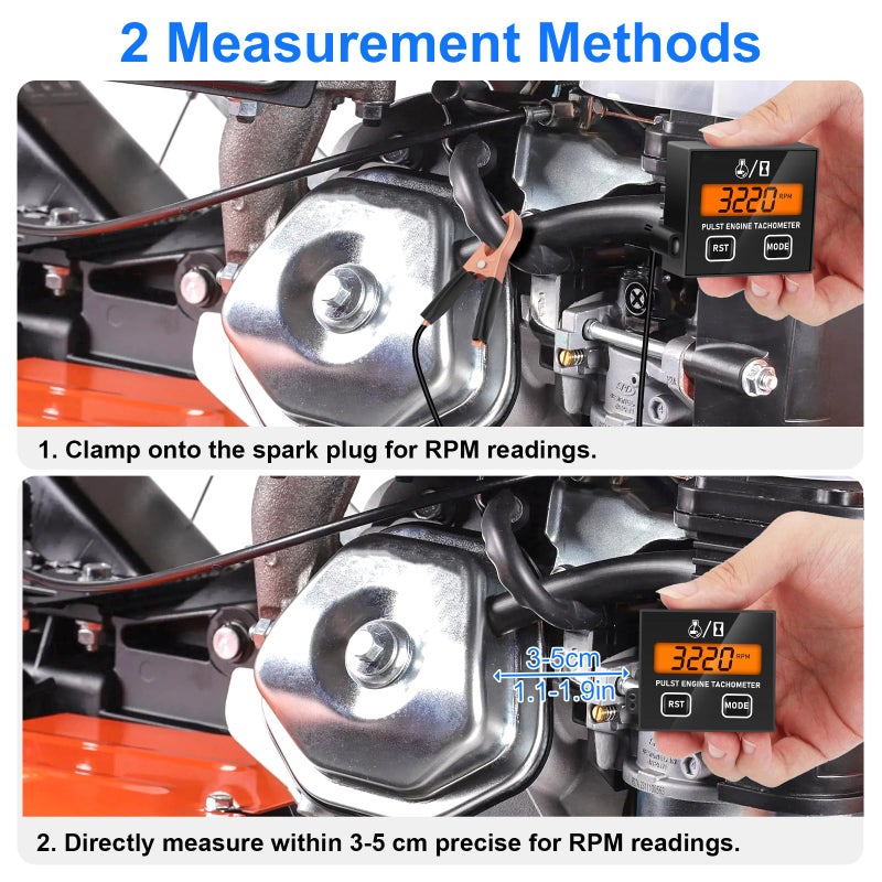 Linkstyle Small Engine Tachometer, Backlight Digital Tachometer Tach Gauge Meter with Clip, Inductive Hour RPM Meter for 2 Stroke 4 Stroke Small Engine - Image 5