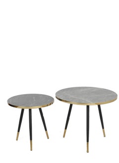watheer Side Serving Tables of 2 Pieces Round With A Wood Surface And Iron Legs Suitable For Serving Coffee And Tea And Suitable For Living Rooms Offices And Bedrooms  - Image 1