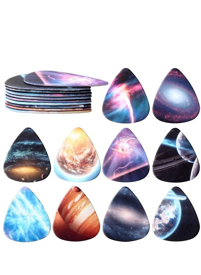 SYOSI Guitar Picks with Holder Cases, 10 pcs Starry Sky for Bass, Electric, Acoustic Guitars with 2 pcs PU Leather Protective Black, Brown - Image 3