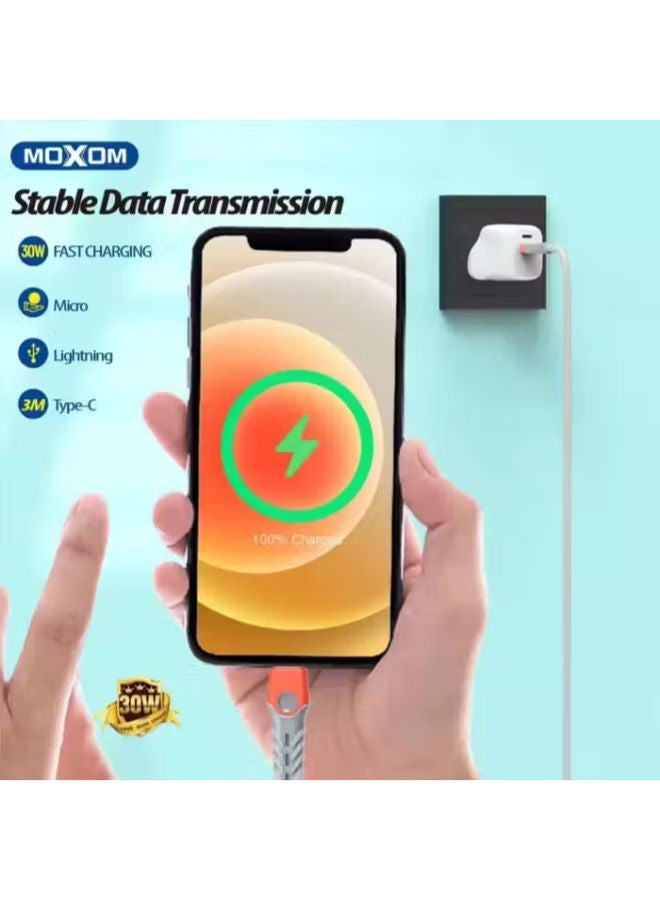 موكسوم كابل بيانات للشحن السريع 30 واط لايتنينج - 4 أمتار - Image 3