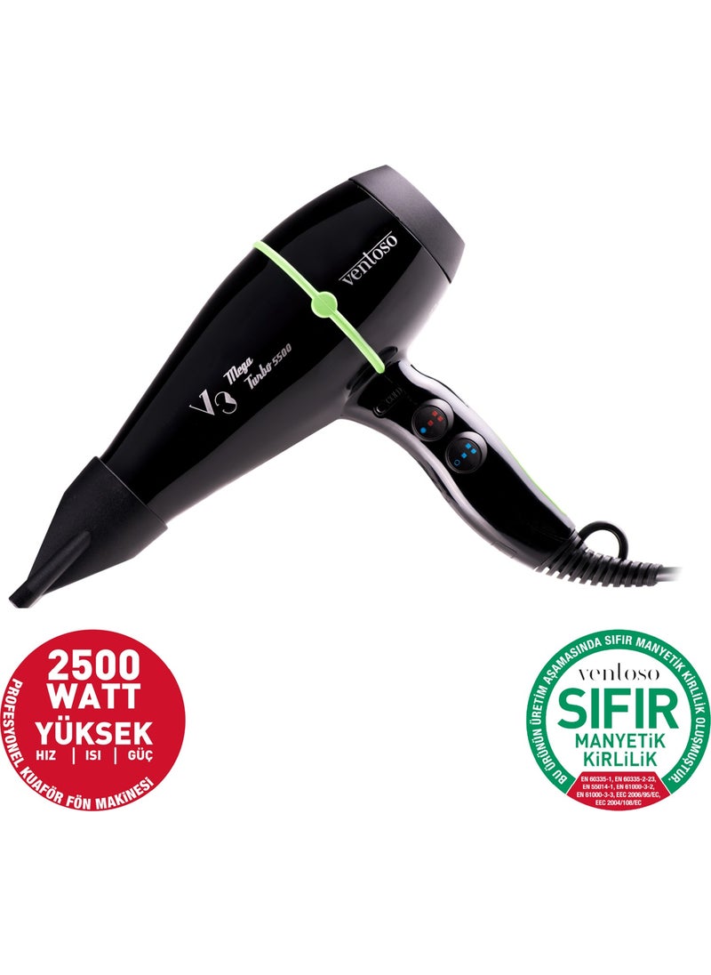 Ventoso V3 Megaturbo5500 Verde 2500 W Professional Blow Dryer  - Image 2