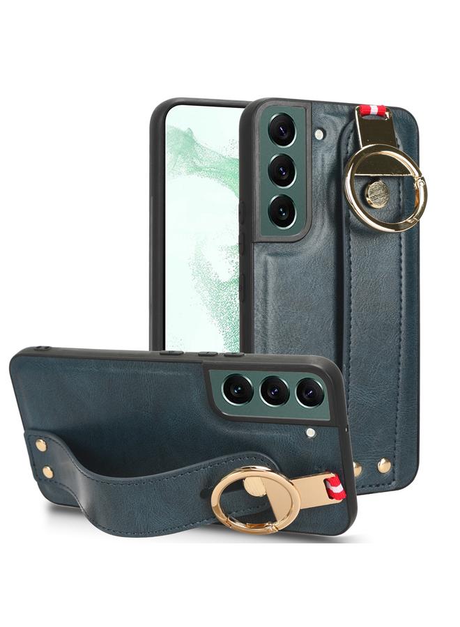 اس-توب جراب خلفي من الجلد لهاتف Samsung Galaxy S22 5G مع سوار معصم - Image 1