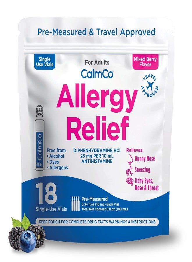 Dr. Kids CalmCo Adult Liquid Allergy Relief Medicine, Mixed Berry Flavor, 18 Count - Image 1