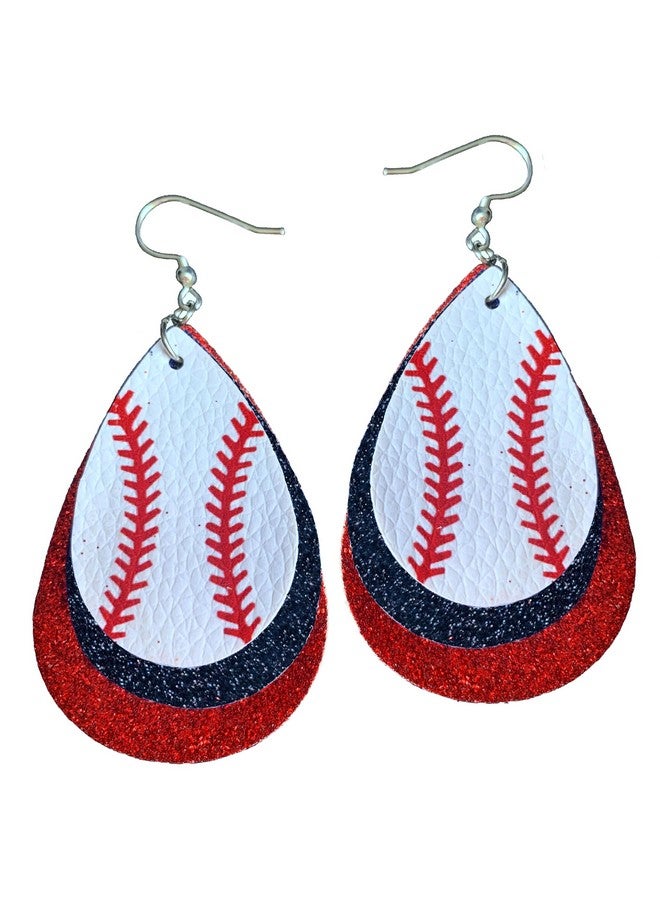 Mall of Style Baseball Earrings For Women Baseball Mom Accessories Baseball Jewelry Baseball Accessories For Mom Baseball Stuff (Crimson Red & Ink Black) - Image 1