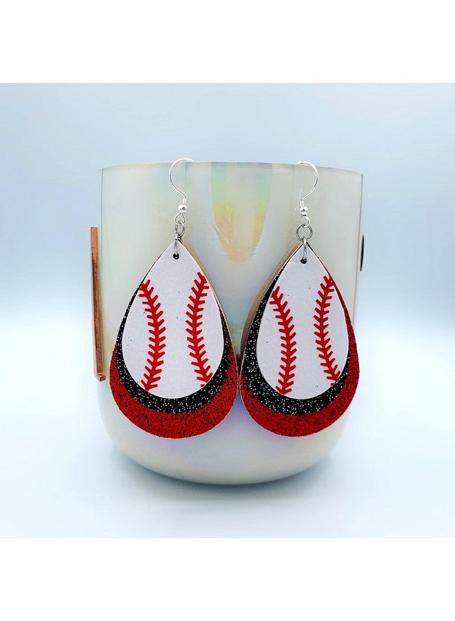 Mall of Style Baseball Earrings For Women Baseball Mom Accessories Baseball Jewelry Baseball Accessories For Mom Baseball Stuff (Crimson Red & Ink Black) - Image 3