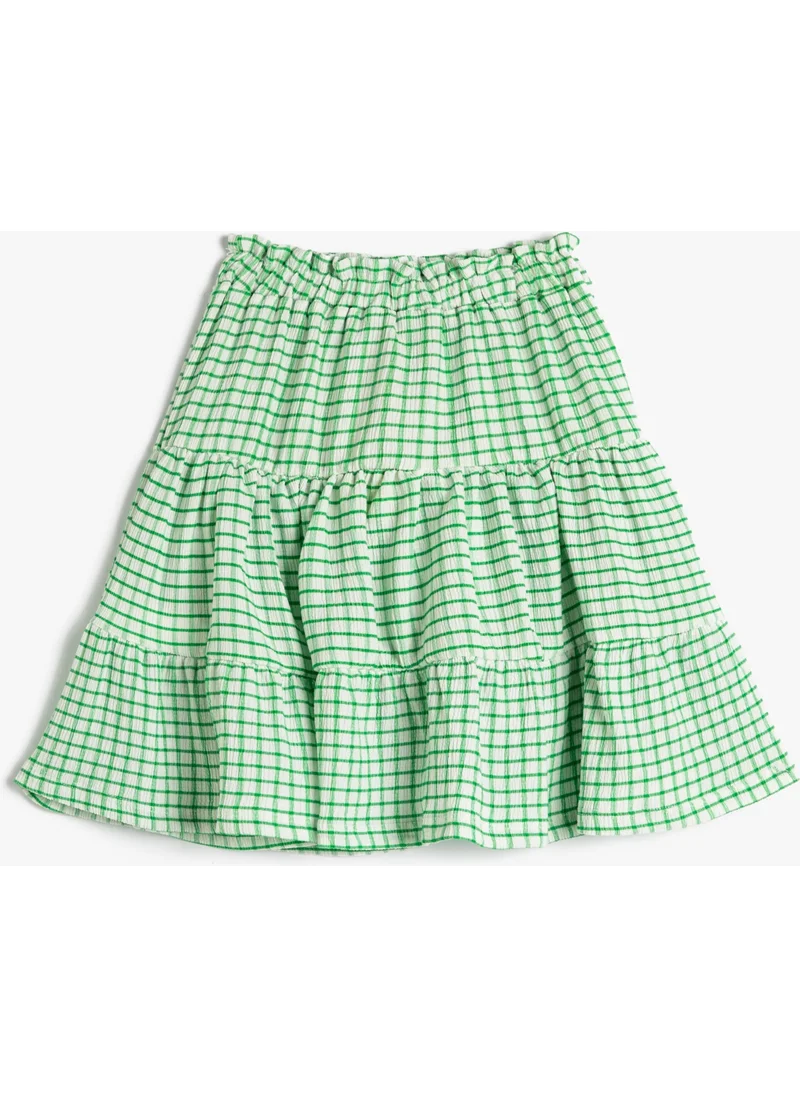 KOTON Midi Skirt with Frill Layers and Elastic Waist