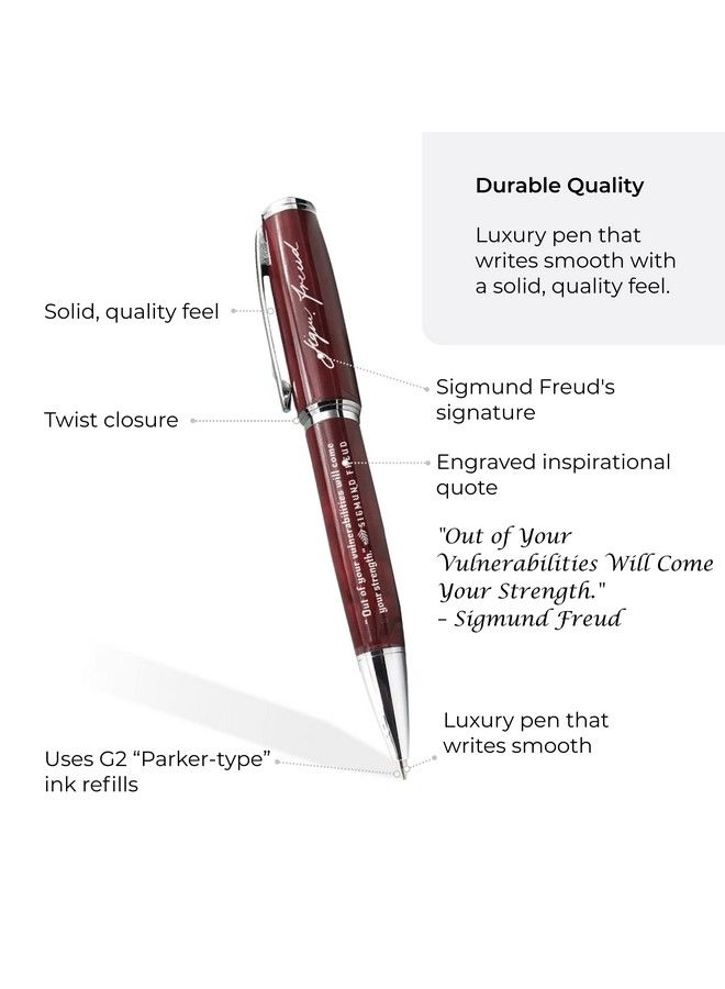 Inkstone Sigmund Freud Engraved Quote Pen Out Of Your Vulnerabilities Will Come Your Strength. Psychology Gifts For Psychologists Guidance Counselors Psychology Students Therapists - Image 3