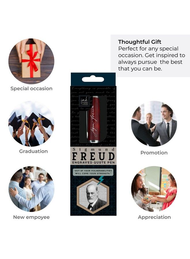 Inkstone Sigmund Freud Engraved Quote Pen Out Of Your Vulnerabilities Will Come Your Strength. Psychology Gifts For Psychologists Guidance Counselors Psychology Students Therapists - Image 4