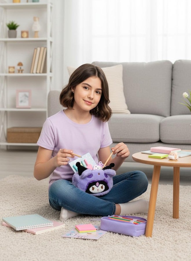 LIGHTER HOUSE Kuroomi Plush Pencil Pouch, Purple Character Design, Pack of 01 - Image 2