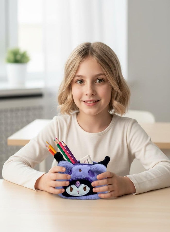 LIGHTER HOUSE Kuroomi Plush Pencil Pouch, Purple Character Design, Pack of 01 - Image 5