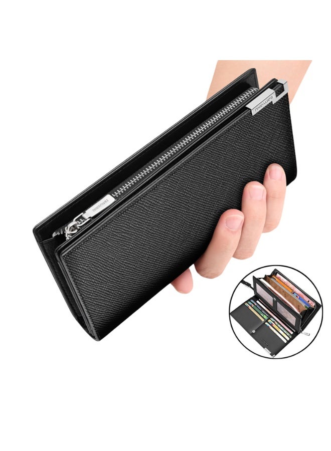 Mark Fairwhale New Zipper Multi Card Large Capacity Leather Wallet 