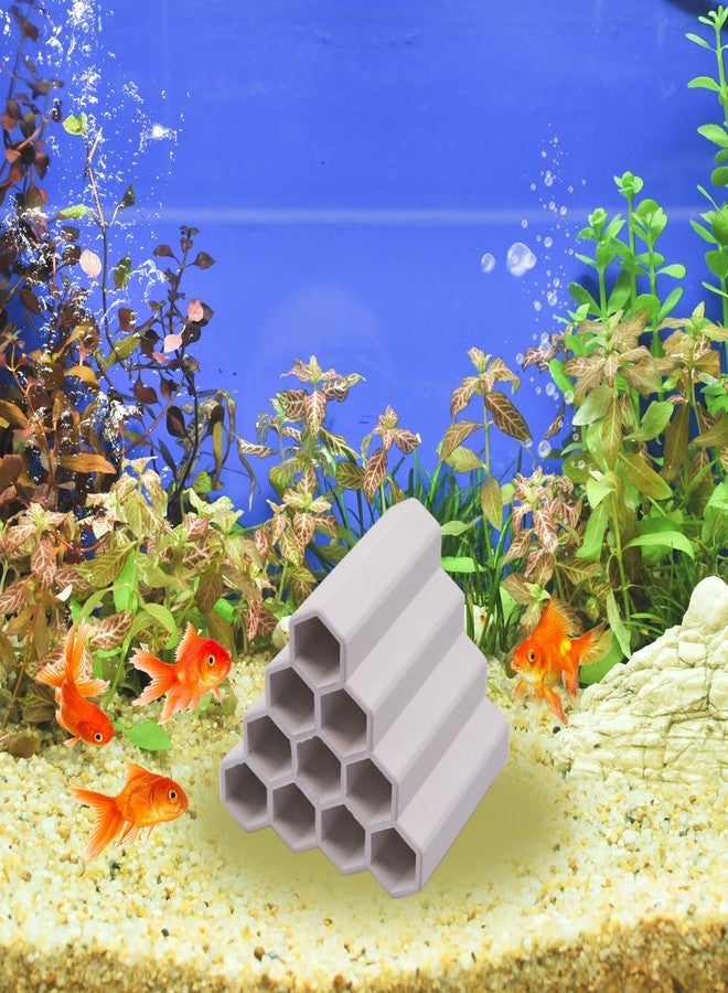 AnRui Ceramic Shrimp and Betta Shelters Ten Holes Fish Tank Decor Honeycomb Tunnel Aquarium Décor Thematic Ornaments for Cichlid, Small Fish, Shrimp to Play Hide Breed Habitat, White - Image 3