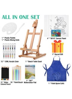Falling In art Falling in Art Painting Set for Kids with Table Easel-Acrylic Painting Starter Kit with Art Smock, 12 Acrylic Paints, 12 Water Soluble Colored Pencils, Paint Brushes, Canvas Panels and Watercolor Pad  - Image 2