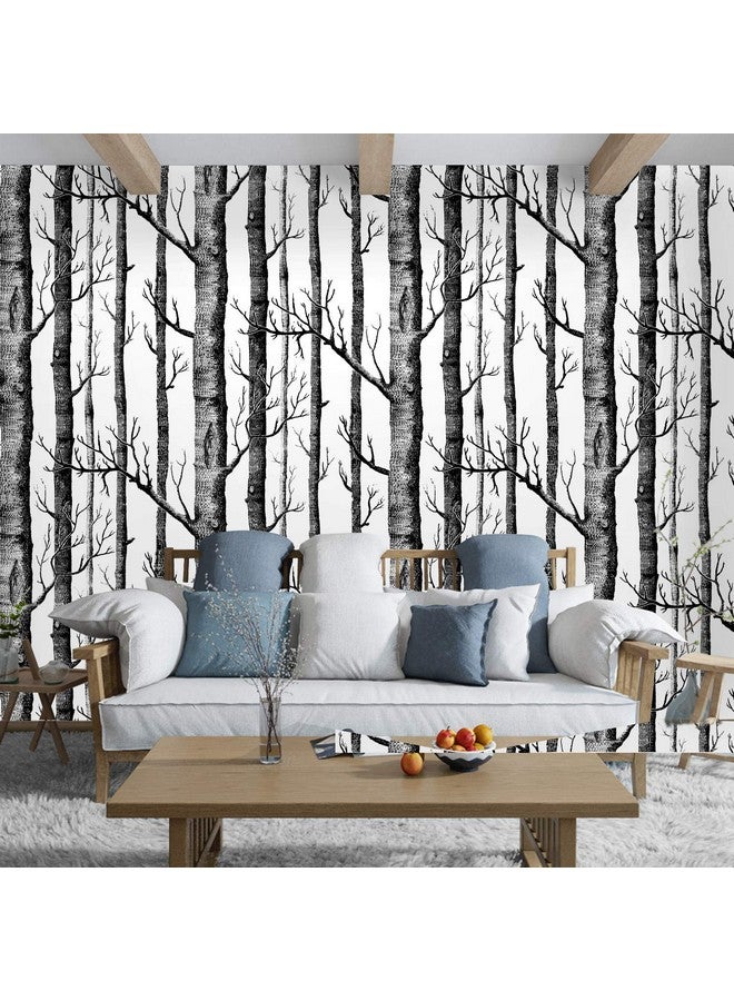 WENMER WENMER Birch Tree Wallpaper 17.71" x 118" Black Trunk Wallpaper Peel and Stick Wallpaper Self Adhesive Waterproof Removable Wood Wallpaper Decor Bedroom Living Room Shelf - Image 5