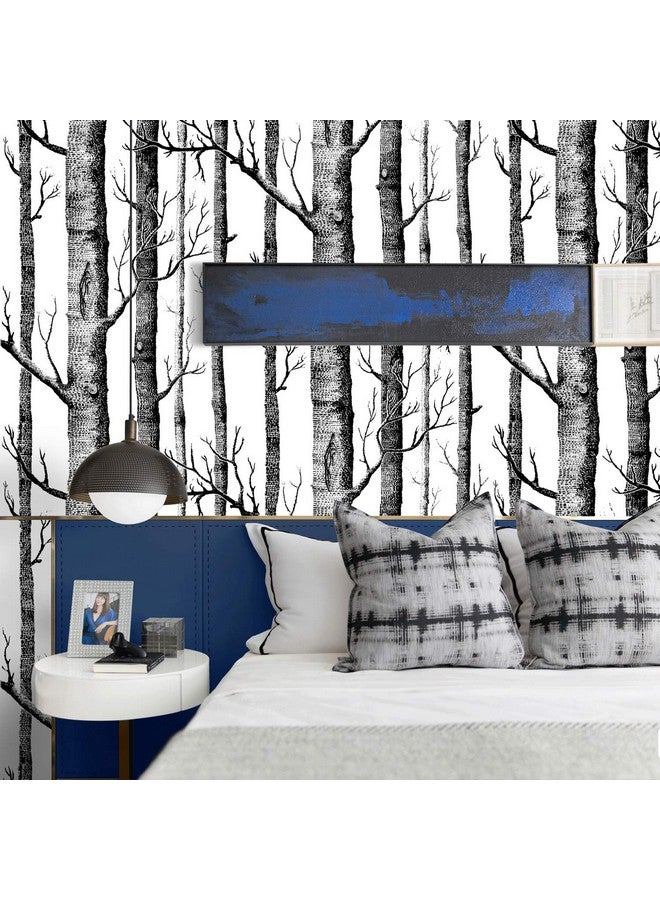 WENMER WENMER Birch Tree Wallpaper 17.71" x 118" Black Trunk Wallpaper Peel and Stick Wallpaper Self Adhesive Waterproof Removable Wood Wallpaper Decor Bedroom Living Room Shelf - Image 4