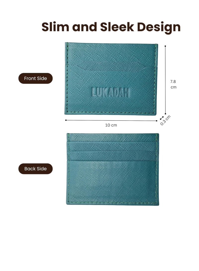 LUKADAH - Genuine Full Grain Handmade Leather Wallet, Ultra Slim Minimalist Secure Thin Credit/Debit CC Card Holder for Men & Women - Image 2