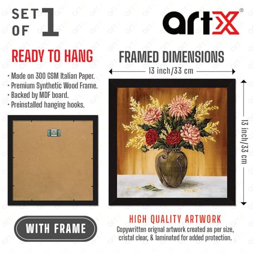 ArtX Paper Flower Wall Art Framed Painting, Wall Decor For Living Room, Multicolor, Floral, 13 X 13 inches, Set of 1 (AXB00321-FLR) - Image 2