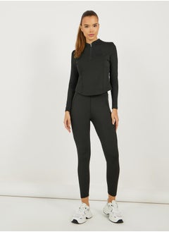 Styli Seam Detail Half Zip Up Long Sleeve Top  - Image 2