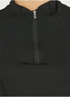 Styli Seam Detail Half Zip Up Long Sleeve Top  - Image 3