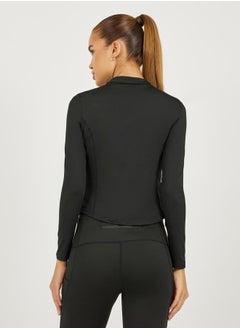 Styli Seam Detail Half Zip Up Long Sleeve Top  - Image 4