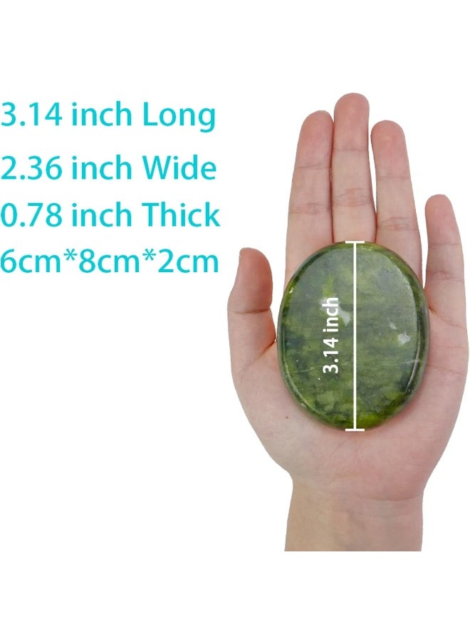 Windfulogo 4Pcs Hot Massage Stones Set Natural Green Jade Heated Warmer Stone For Spa Massage 2.36 X 3.14In (6X8Cm)  - Image 3