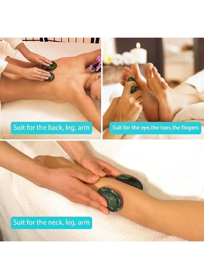 Windfulogo 4Pcs Hot Massage Stones Set Natural Green Jade Heated Warmer Stone For Spa Massage 2.36 X 3.14In (6X8Cm)  - Image 5