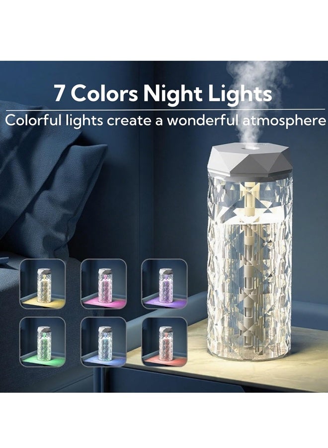 هومستر USB سطح المكتب كريستال مرطب 400 مل مع 7 ألوان LED ضوء ليلي ، لا ضوضاء مناسبة للمنزل والمكتب والمكتب وغرفة النوم وغرفة الأطفال (مصباح الكريستال) - Image 3