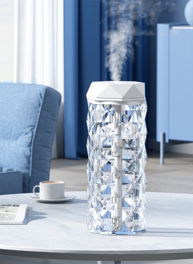 هومستر USB سطح المكتب كريستال مرطب 400 مل مع 7 ألوان LED ضوء ليلي ، لا ضوضاء مناسبة للمنزل والمكتب والمكتب وغرفة النوم وغرفة الأطفال (مصباح الكريستال) - Image 1