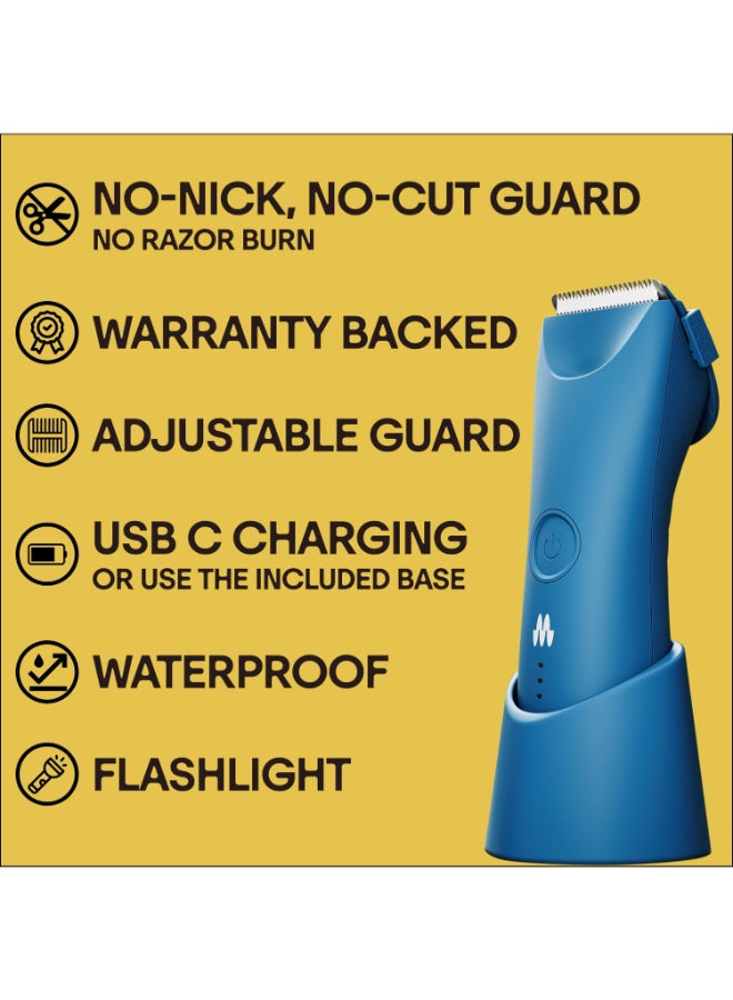 MERIDIAN The Trimmer Plus Body Hair Trimmer Waterproof Electric Shaver for Men and Women for Pubic Hair Chest Legs Bikini Line UBSC Cable Charging Dock Included Ocean - Image 4