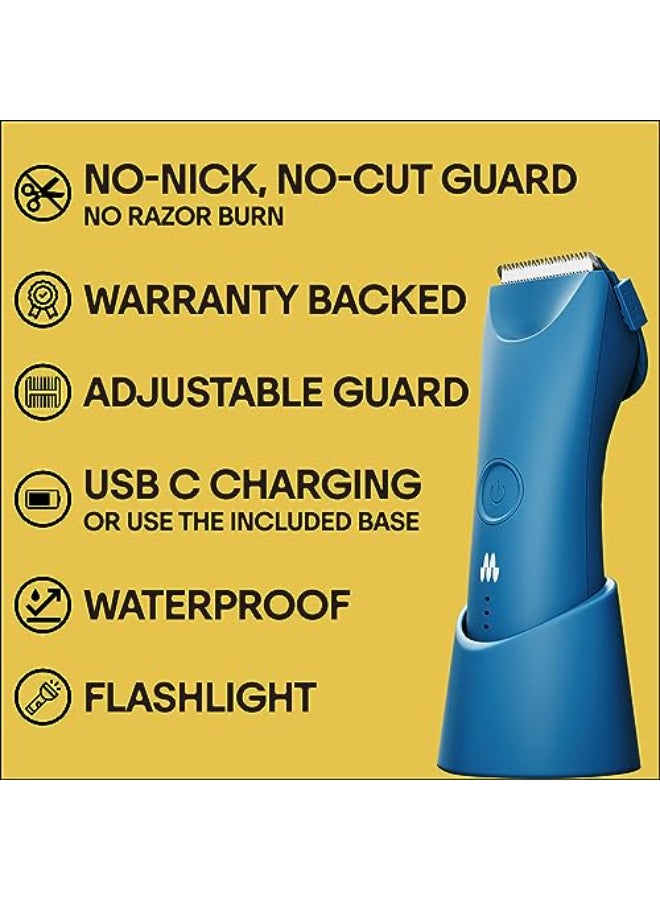MERIDIAN The Trimmer Plus Body Hair Trimmer Waterproof Electric Shaver for Men and Women for Pubic Hair Chest Legs Bikini Line UBSC Cable Charging Dock Included Ocean - Image 3