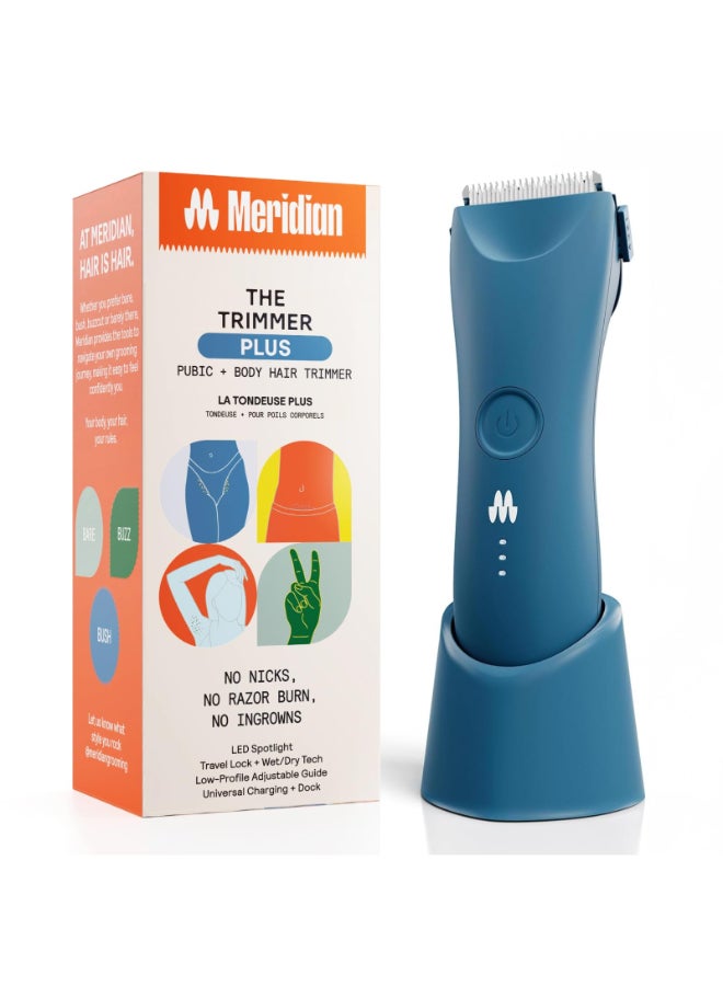 MERIDIAN The Trimmer Plus Body Hair Trimmer Waterproof Electric Shaver for Men and Women for Pubic Hair Chest Legs Bikini Line UBSC Cable Charging Dock Included Ocean - Image 2