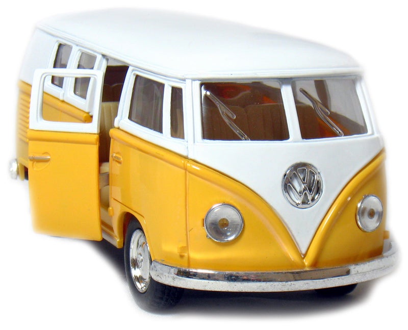 KiNSMART 5in Die-cast 1962 VW Classic Bus 1/32 Scale (Yellow), Pull Back n Go Action. For unisex - Image 1