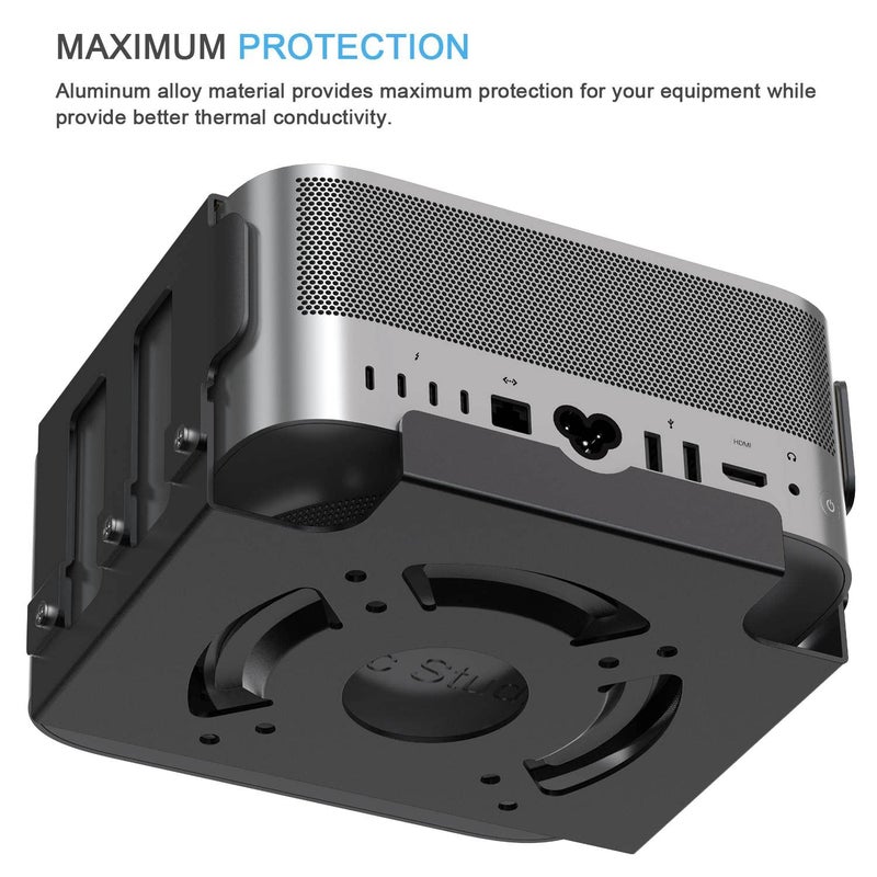 IFCASE Mac Studio Mount, IFCASE Heat Dissipation Design Anti-Scratch Inner Aluminum Under Desk, Wall Mount Stand for Mac Studio M2 M1 Max, Ultra (Black) - Image 3