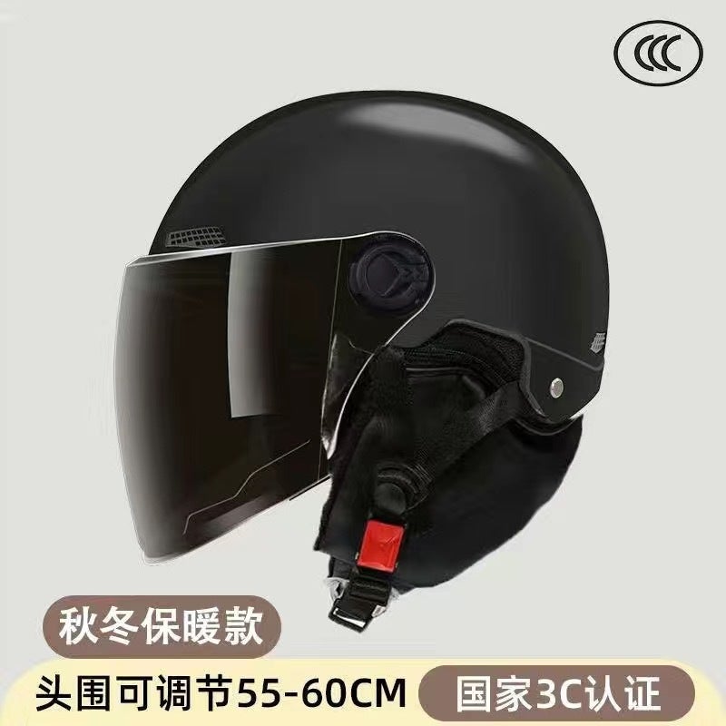 Generic 3C Certified Winter Helmet with Ear Protection Black Brown long mirror