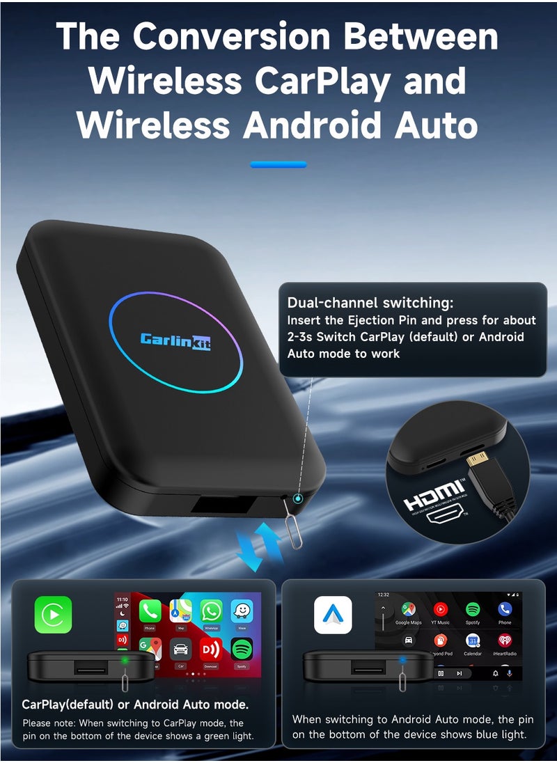 Carlinkit - CarlinKit Lite S Android TV Box 5-In-1 4GB RAM + 32GB ROM Wireless Adapter Support Netflix IPTV Wireless Android Auto&CarPlay Dongle For Car Radio HDMI Output 1080P - Image 1
