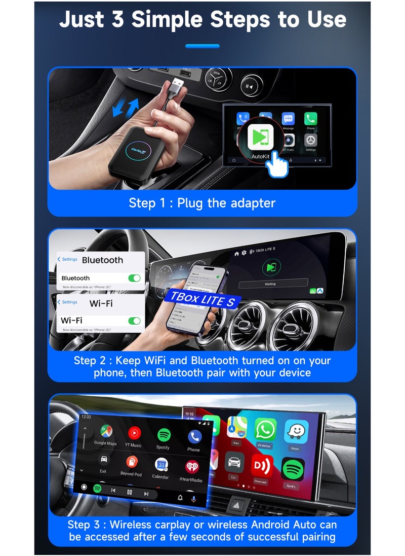 Carlinkit - CarlinKit Lite S Android TV Box 5-In-1 4GB RAM + 32GB ROM Wireless Adapter Support Netflix IPTV Wireless Android Auto&CarPlay Dongle For Car Radio HDMI Output 1080P - Image 1