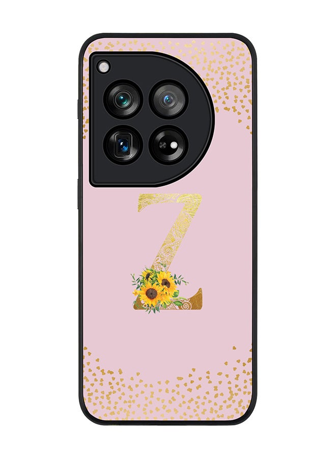 Stylizedd Rugged Black edge case for OnePlus 12R / OnePlus Ace 3 5G, Slim fit Soft Cover - Custom Monogram Initial Letter Floral Pattern Alphabet - Z (Pink) - Image 1