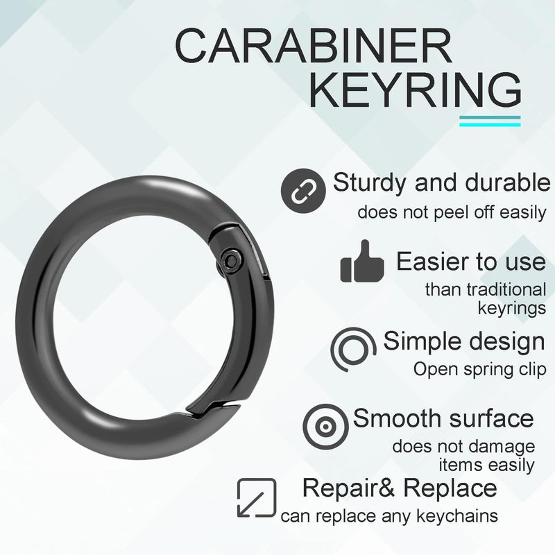 EVALUEMART 40Pcs 20Mm Zinc Alloy Round Spring Snap Hooks Clip DIY Accessories for Handbag Purse Shoulder Strap Key Chains,Circle Metal Key Ring Buckle(Black) - Image 2