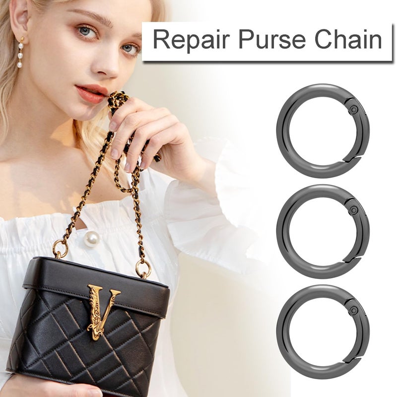 EVALUEMART 40Pcs 20Mm Zinc Alloy Round Spring Snap Hooks Clip DIY Accessories for Handbag Purse Shoulder Strap Key Chains,Circle Metal Key Ring Buckle(Black) - Image 4